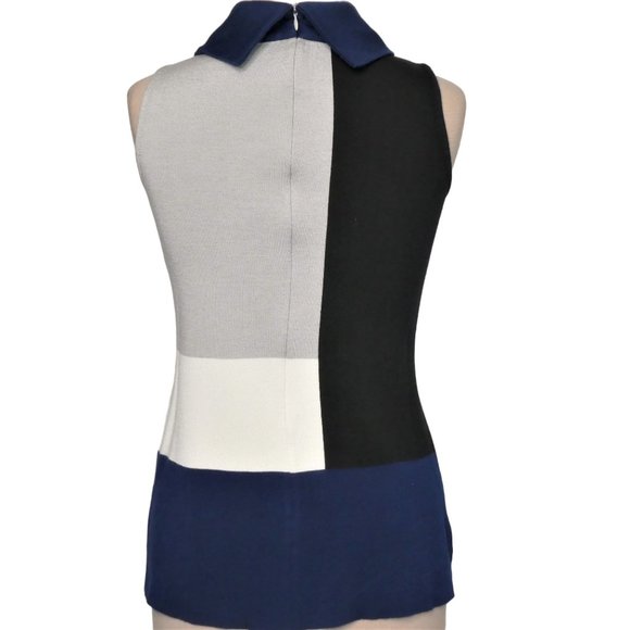 ST. JOHN Multi Color Block Sleeveless Sweater Tunic Size 4 - Picture 3 of 12